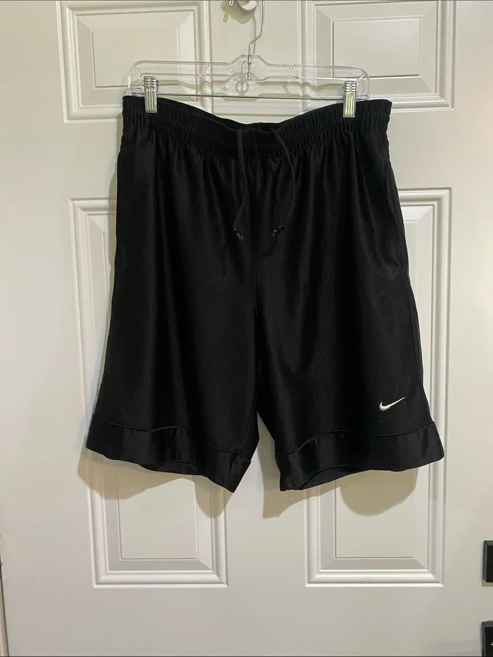 Nike Men’s Black Athletic Shorts with White Swoosh